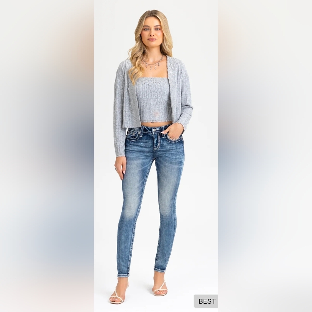 Torn Saddle Stitch Skinny Jeans